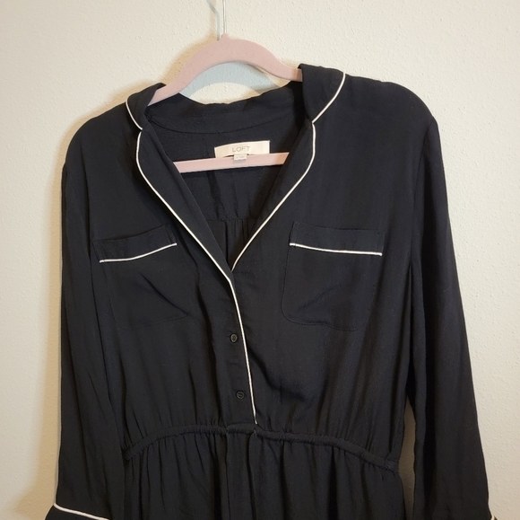 Loft by Ann Taylor Black and Ivory Pajama inspired Dress Size small - Picture 2 of 8